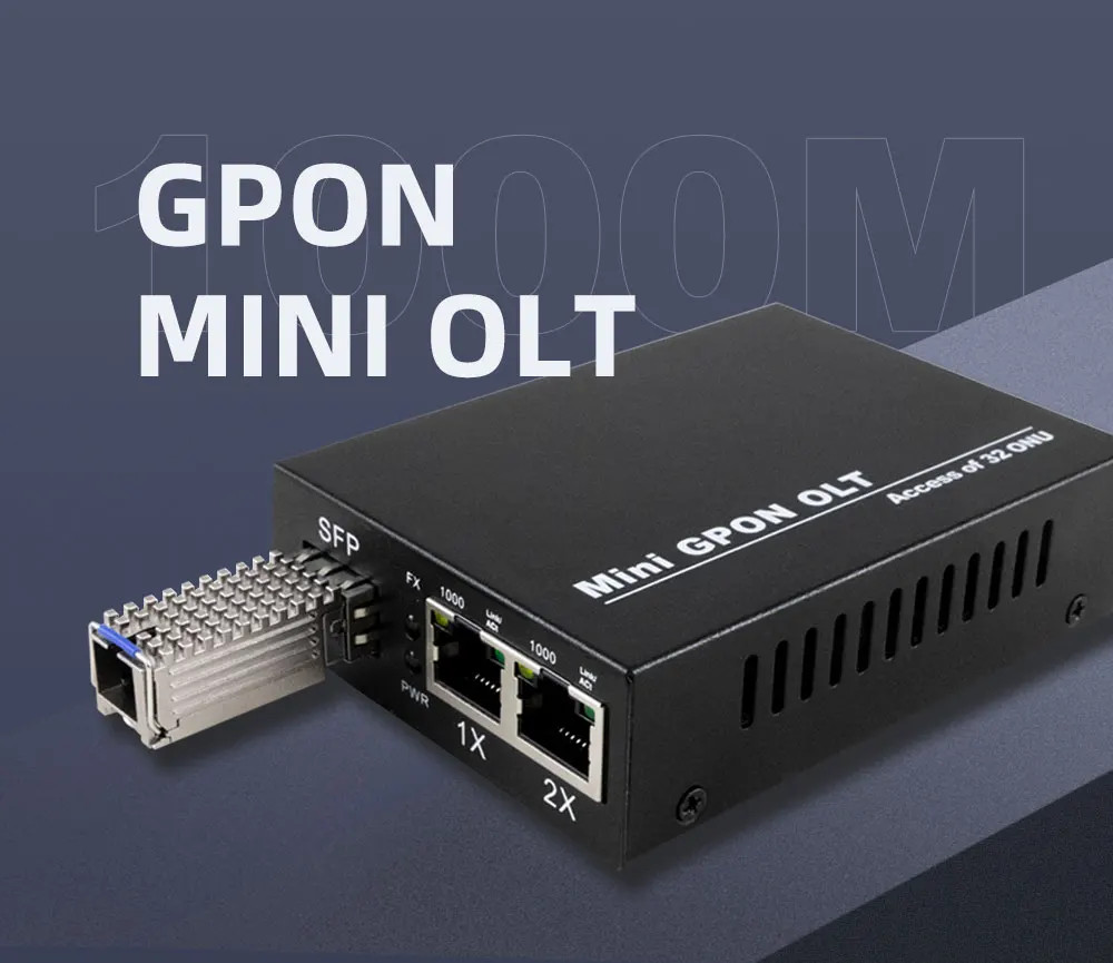Mini GPON OLT1Port 2*GE Ports Uplink Portable Fiber Optic Equipment Use for FTTH