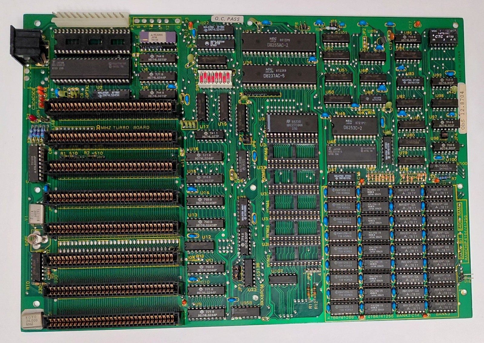dtk Turbo 640 XT 8088 8-bit ISA retro motherboard + Fujitsu MBL8088-2 8MHz + 640KB