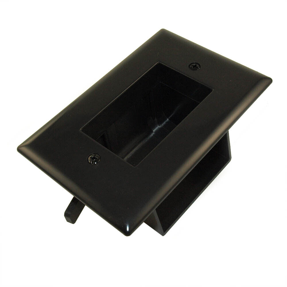 Wall plate: Recessed Low Voltage Cable Pass-Thru w/Easy Mount  Black