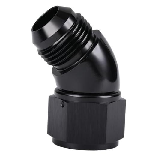 45 Degree Male to Female Swivel Full Flow Fitting 16AN Black - 45 Degree