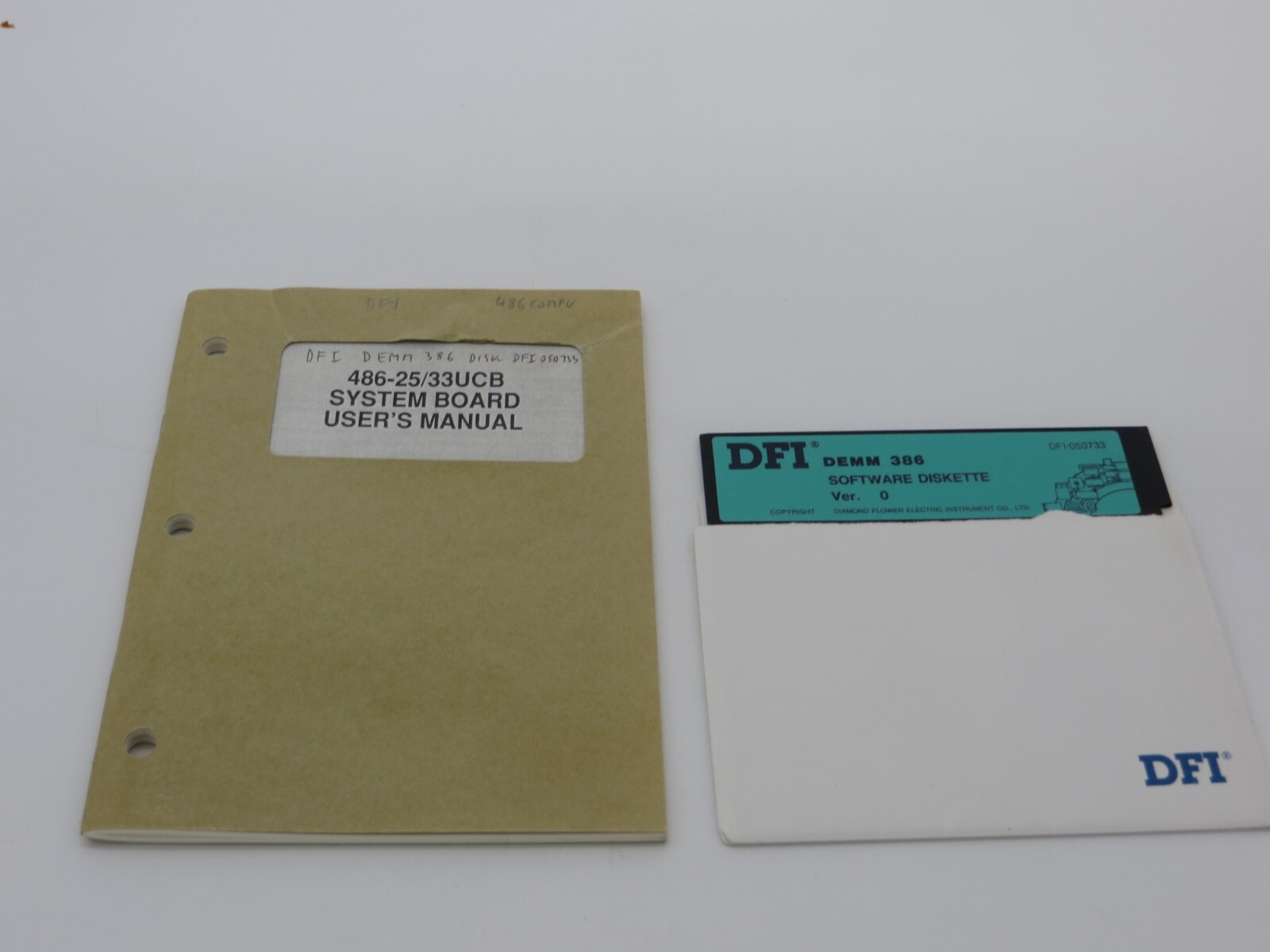 DFI DEMM 386 Software Diskette Ver. 0 5.25" Floppy Disk & User's Manual 1991 vtg