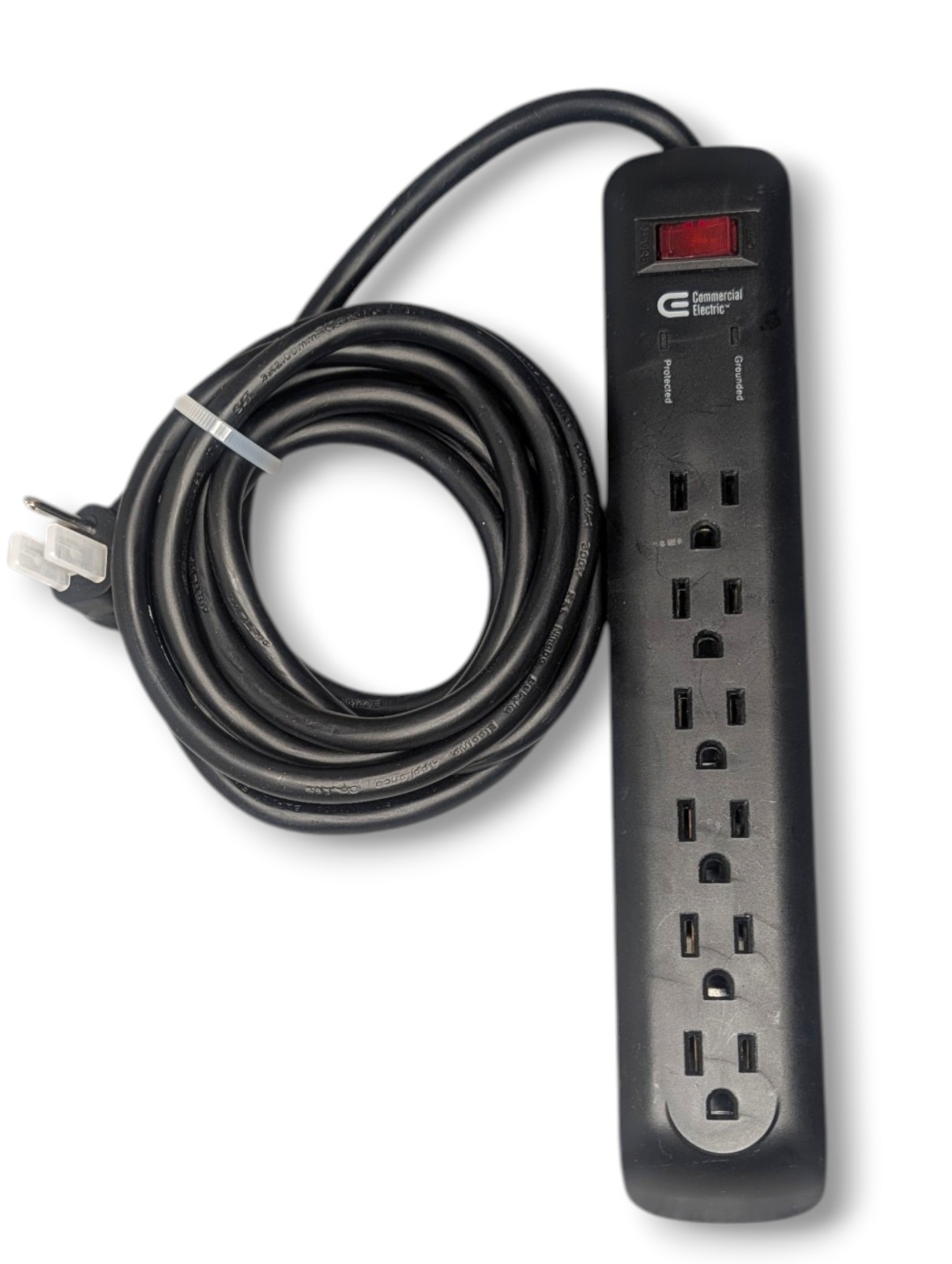 Commercial Electric 8 ft. 6-Outlet Surge Protector Extension Cord - Black