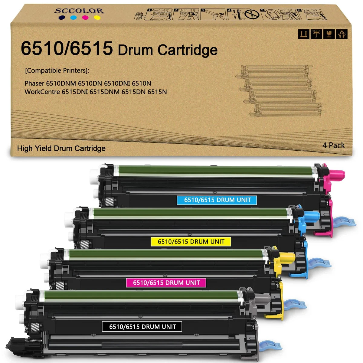 Drum Unit for Xerox Phaser 6510 WorkCentre 6515 108R01417-420 4-Pack Multicolor