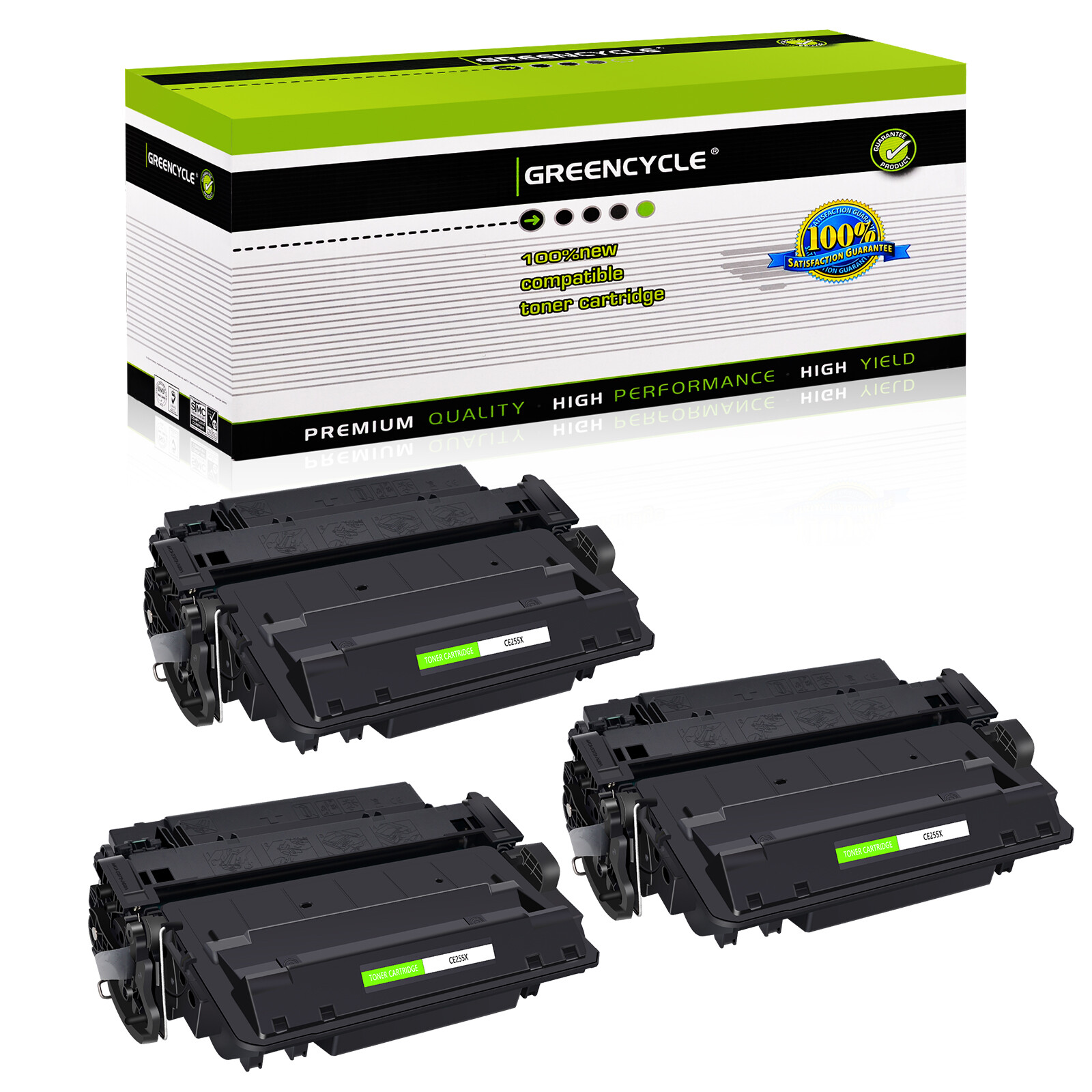 3× CE255X 55X Toner Cartridge Fit For HP LaserJet 3010 Enterprise 500 MFP M525dn