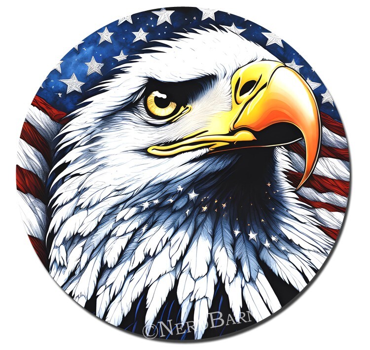 Patriotic USA American Eagle Flag ~ Round Mouse Pad PC Mousepad ~ Vintage Design