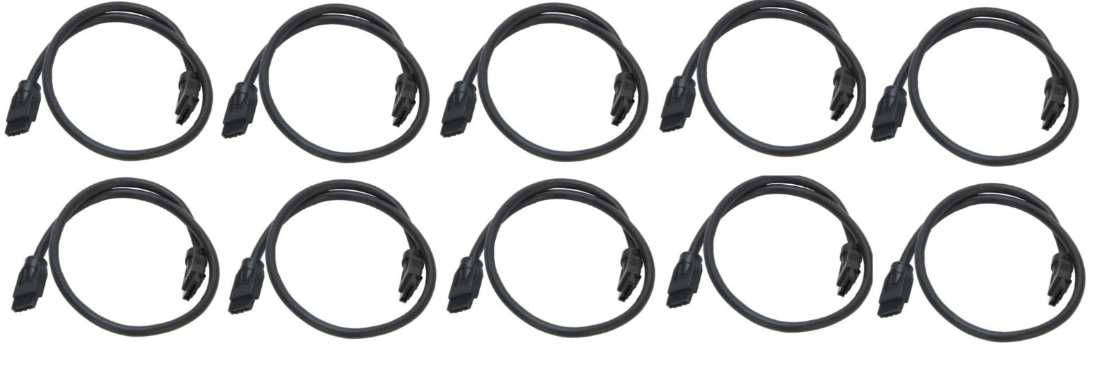 18" Inch Black SATA 3 III Round SSD/HDD Drive Data Cable Dual Straight 10-Pack