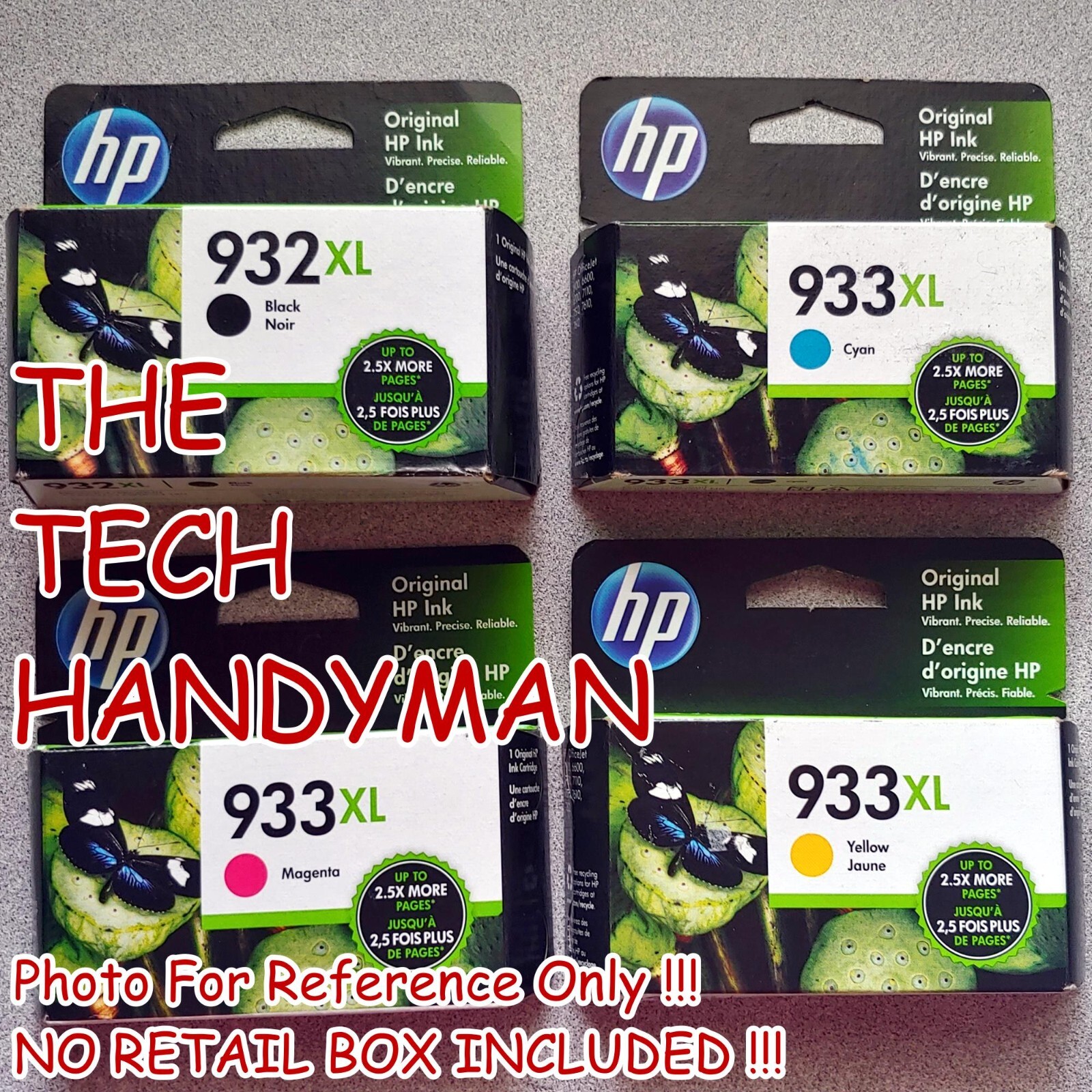 4-PACK HP GENUINE 932XL BLACK & 933XL COLOR INK  (NO RETAIL BOX) * * * * (2022+)