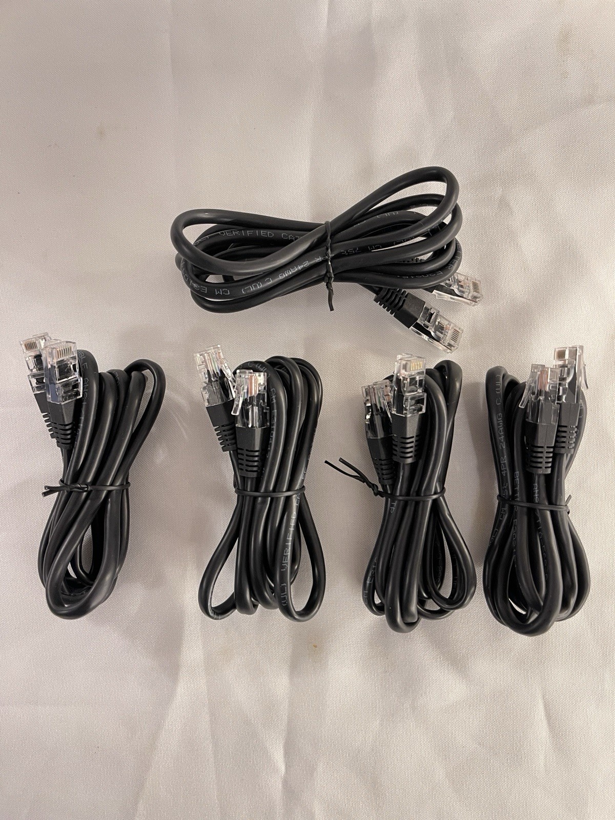 (Lot of 5) Cat5E RJ45 Ethernet Network Cable, Black 4feet 10inch Lenght