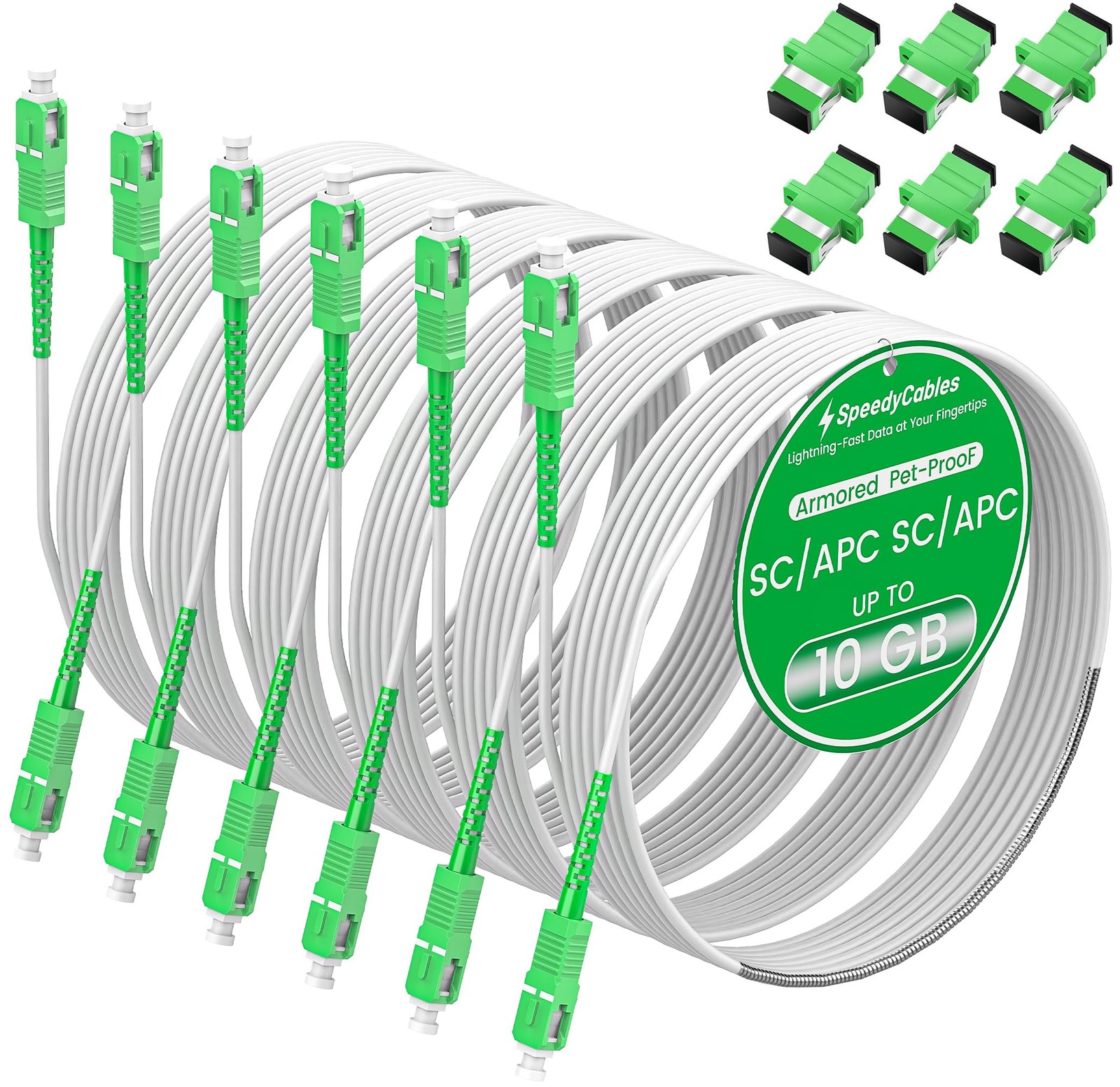 6 PCS 5M SC/APC To SC/APC Armored Fiber Optic Cable Single Mode 9/125um