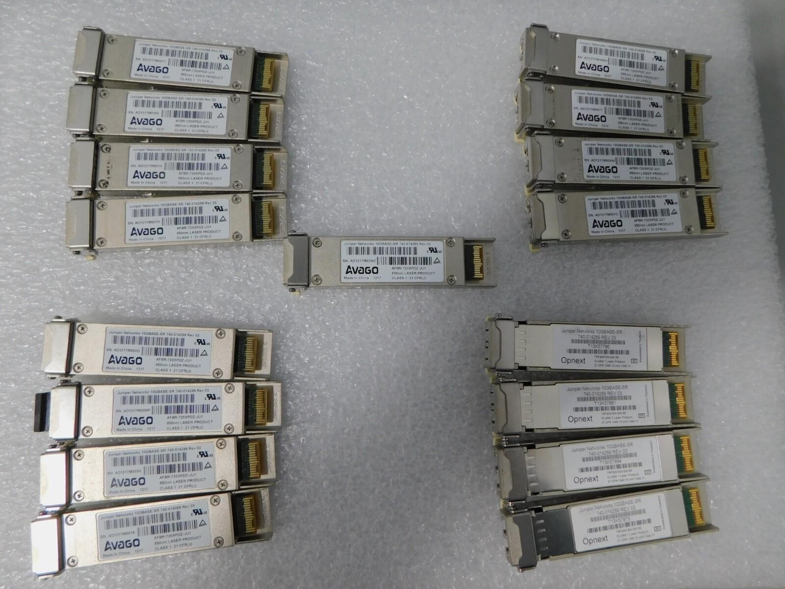 Lot of 17x Juniper/Avago/Opnext  740-014289 10GE-SR Transceiver Modules