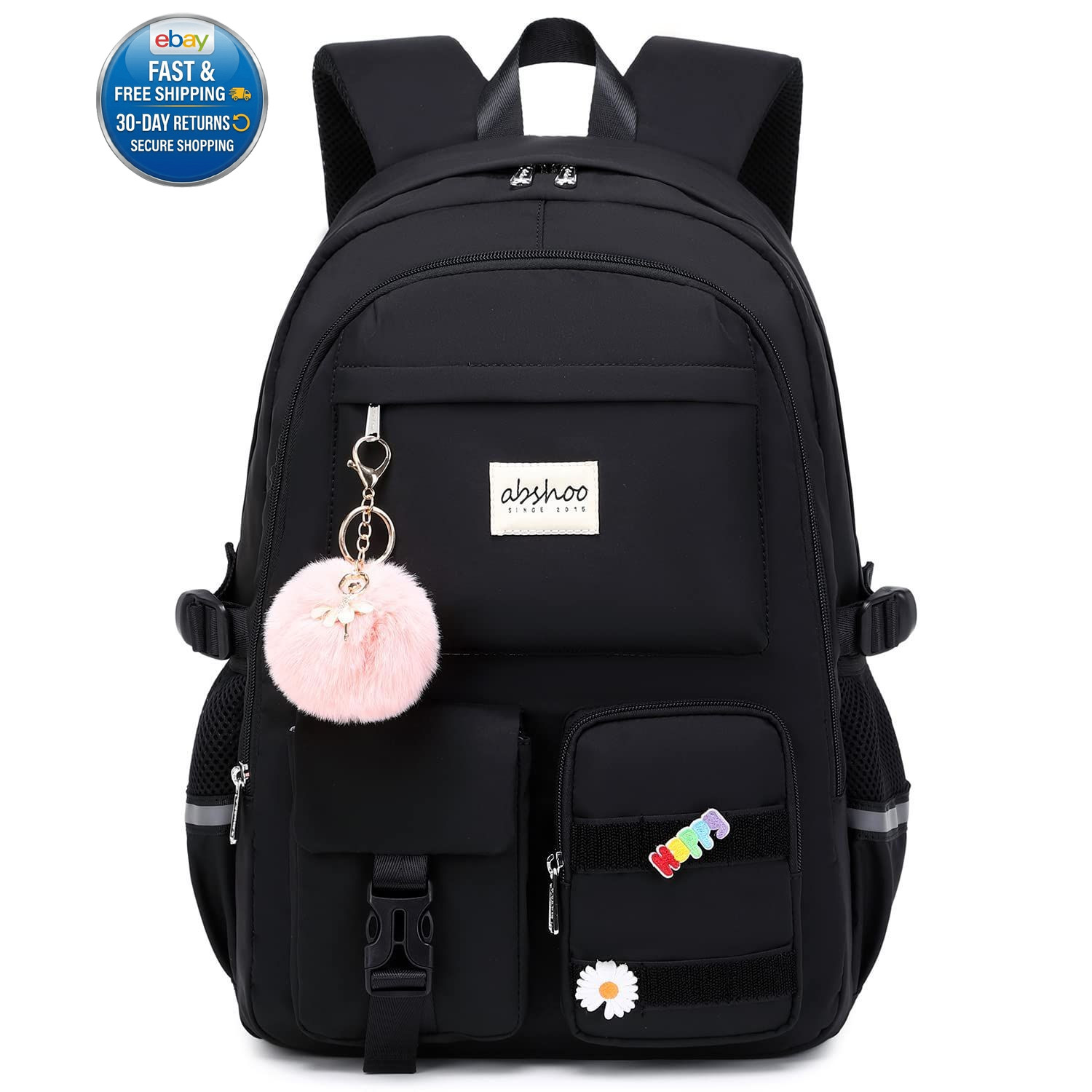 Big Student Laptop Backpack For College Women Middle High Large, Black