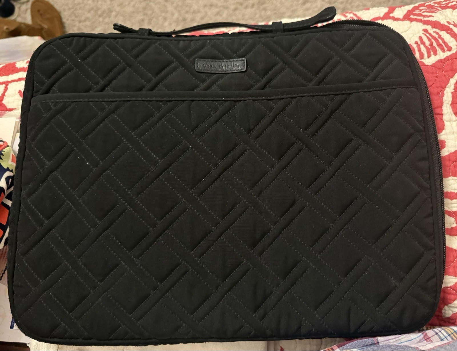 Vera Bradley Laptop Sleeve Black Quilted Tablet Carrying Case 14 X 11