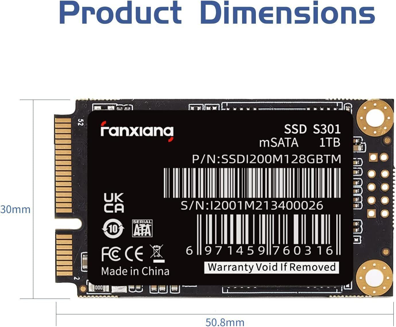 Fanxiang 512GB 3D NAND mSATA SSD Mini SATA III 6Gb/s Internal Solid State Drive