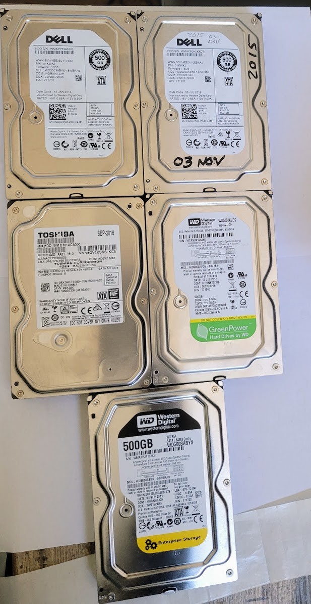 Lot of 5 Hard Drive 3.5" SATA different brands check the description