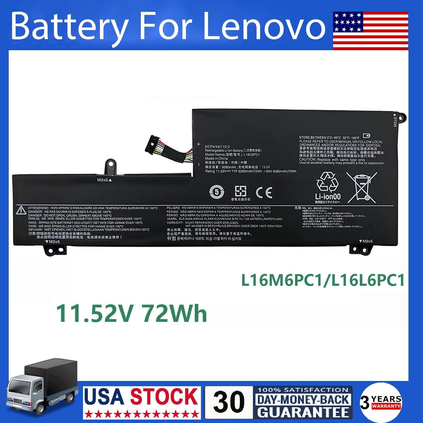 L16M6PC1 L16L6PC1 Battery 72Wh For Lenovo Yoga 720 720-15 720-15Ikb 720-15Ikb US