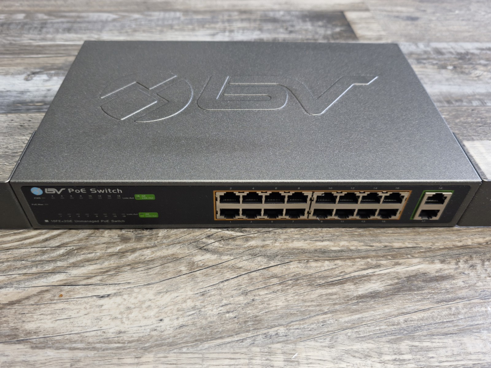 BV-Tech POE-SW1602A 16-Port PoE+ Switch, 2 Gigabit Uplinks, 130W