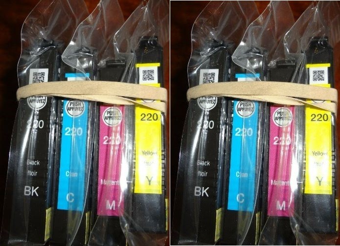 TWO Sets (8 Total) Genuine SEALED Epson 220 Black 220 Cyn Yel Inkjets OPEN BX
