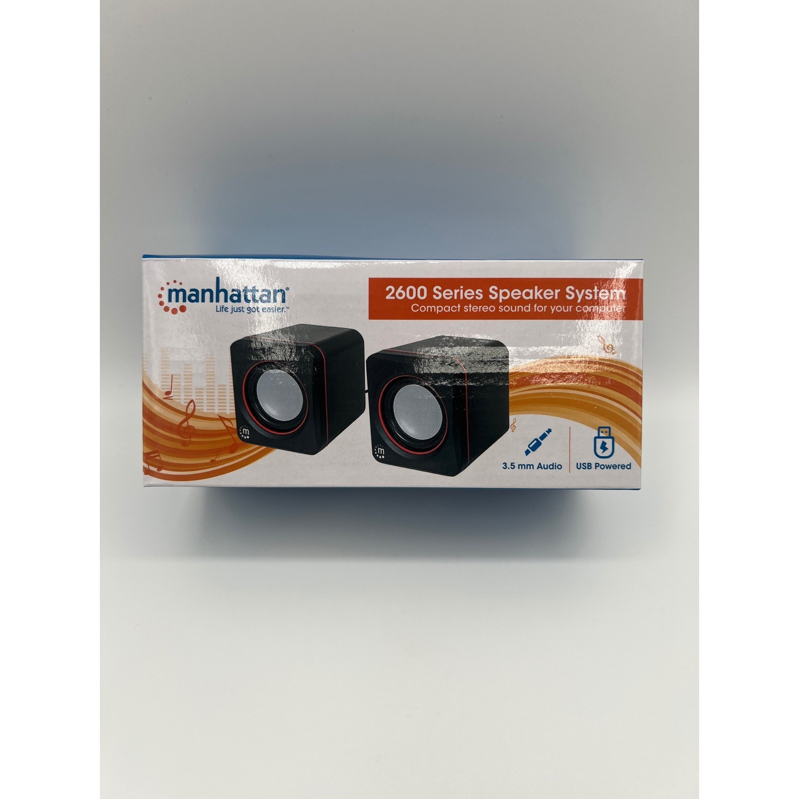 Manhattan 2600 Series Speaker System Compact USB Powered 3.5mm Audio Black