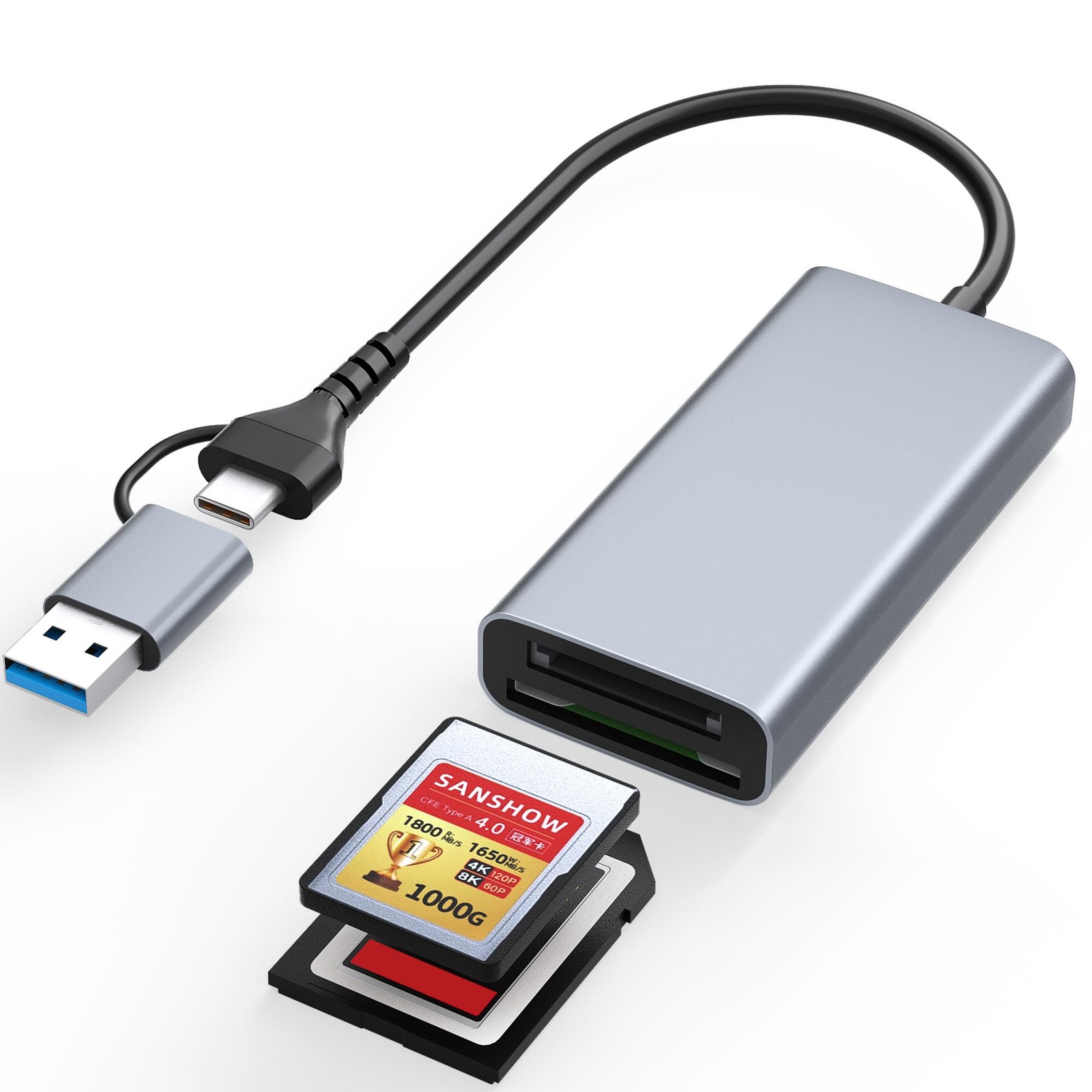 Professional CFexpress Type A and SD Dual-Slot Memory Card Reader with USB 3....