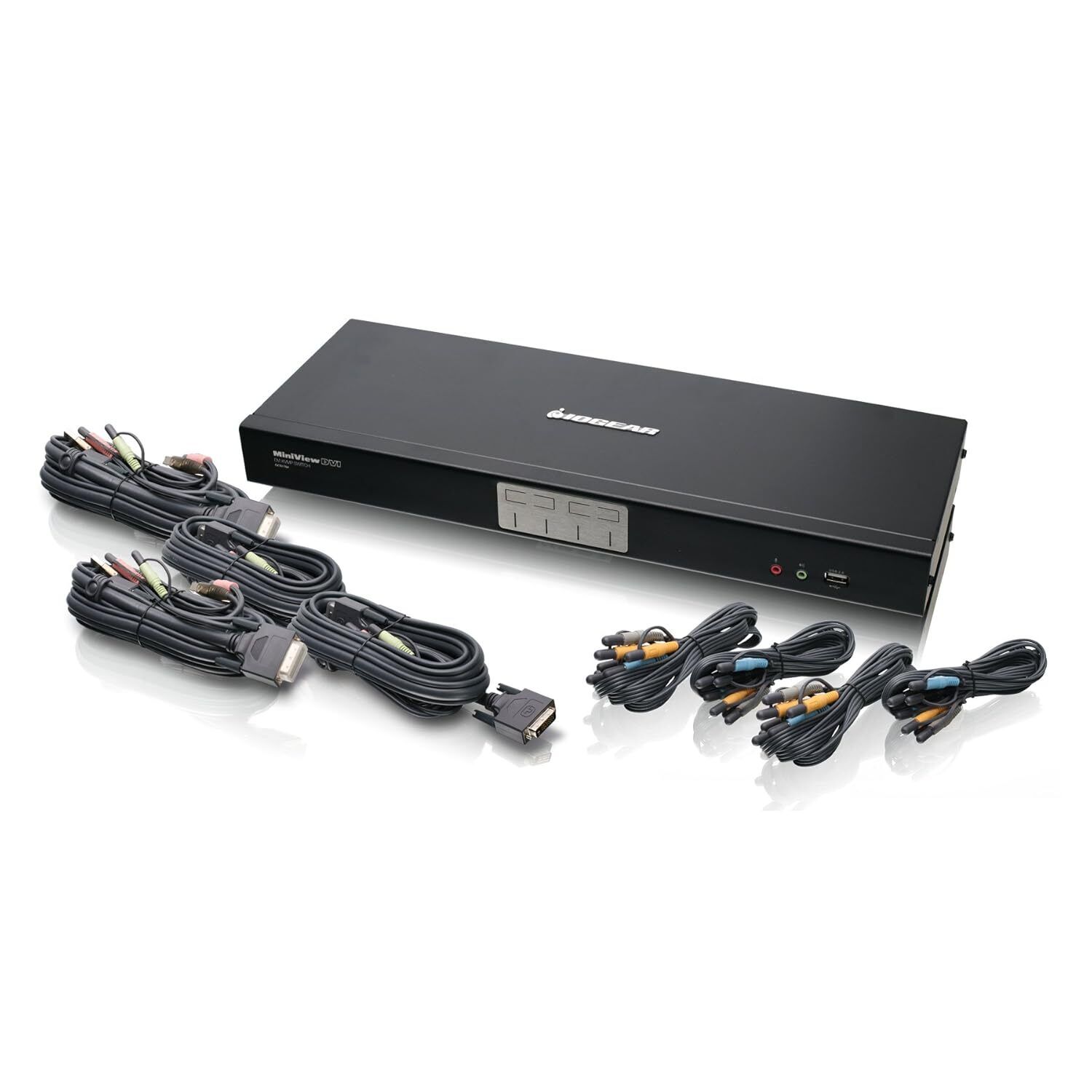 IOGEAR 4-Port Dual-Link DVI KVMP Switch with 7.1 Audio and Cables, TAA Complia