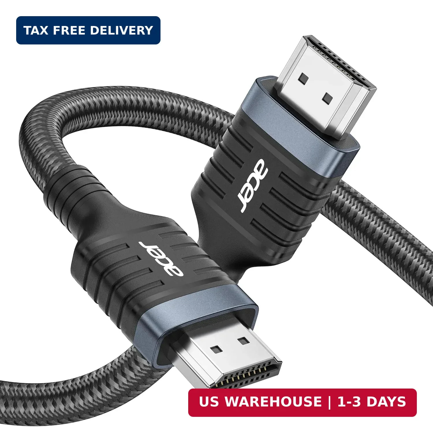 Acer HDMI 2.1 Cable 6.6FT (8K@60Hz,4K@120Hz) 48Gbps High-Speed Braided Cord | Ce