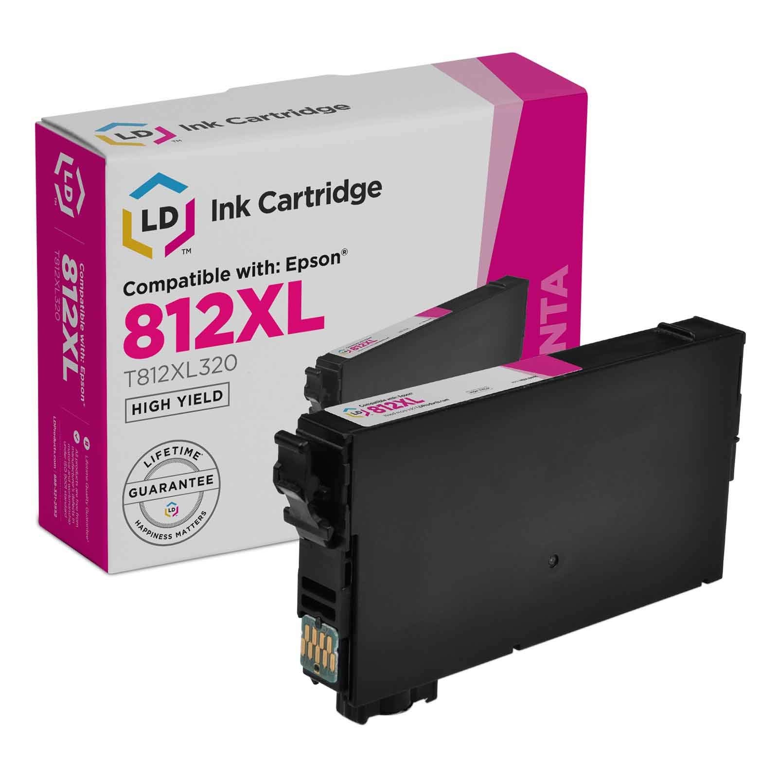 LD Ink Replacement for Epson 812XL T812XL T812XL120 High Yield (Magenta)