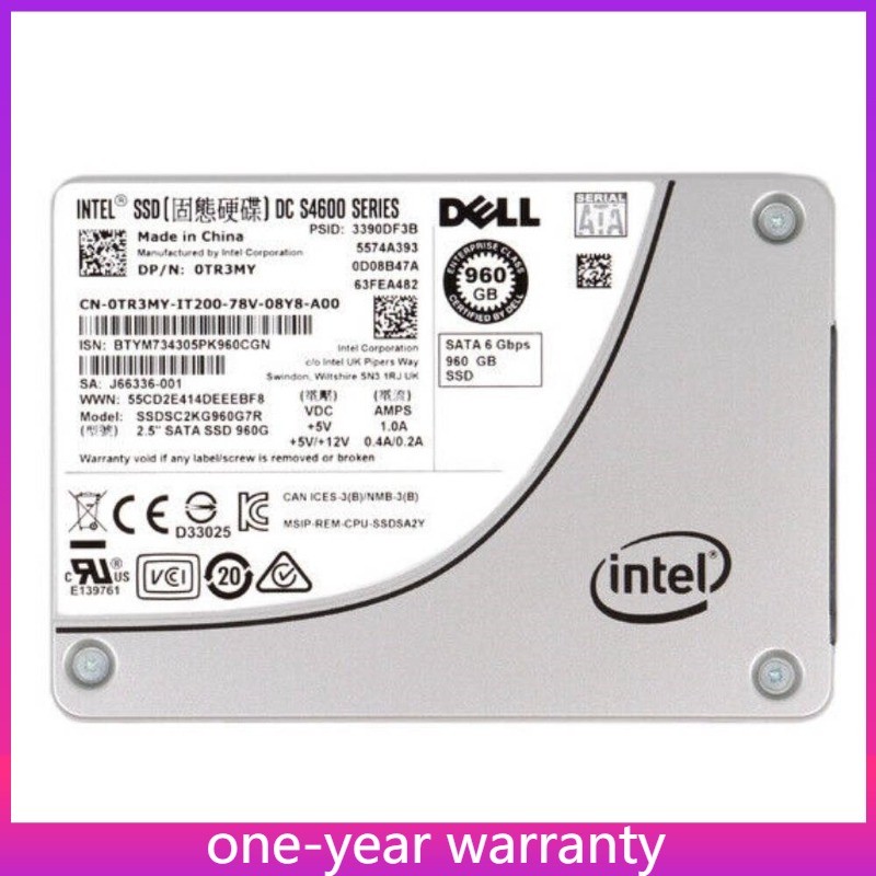  Intel S4600, SSDSC2KG960G7R 960GB DELL 2.5" SATA 6Gb/s Solid State Drive Used