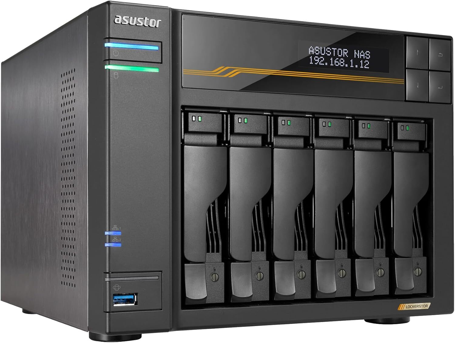 Asustor Lockerstor 6 Gen3 6 Bay NAS Quad-Core 2.3GHz 2x 10GbE Ports AS6806T