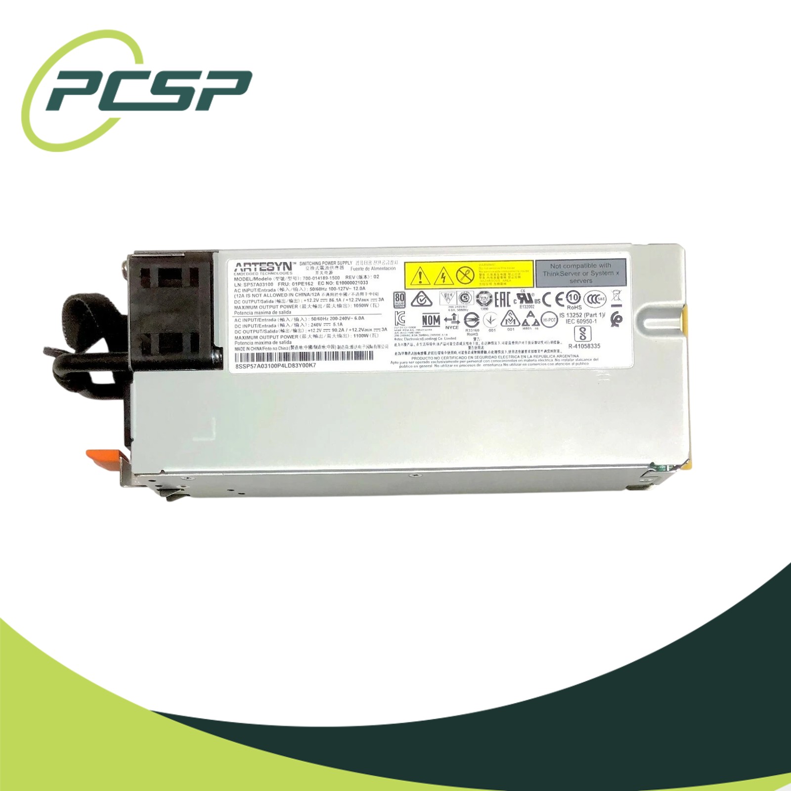 Lenovo 01PE162 ThinkSystem SR650 1100W Hot Swap Server Power Supply PSU