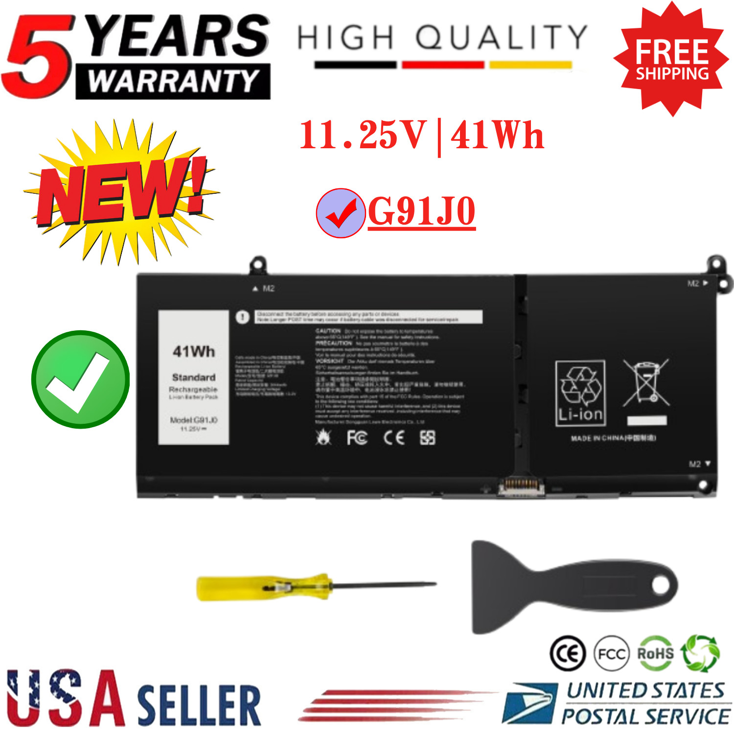 ✅LOT G91J0 BATTERY FOR DELL LATITUDE 3320 3420 3520 INSPIRON 5310 5410 5415 5418