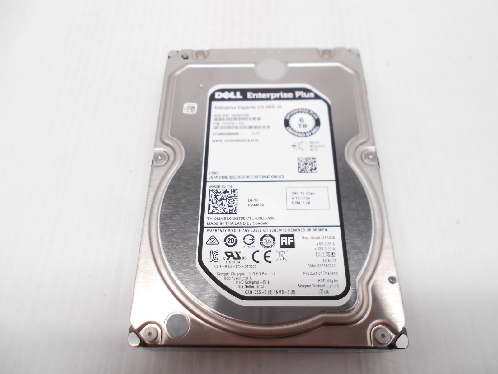 Dell Seagate MM81X 6TB 7.2K SAS 12G 3.5" Server Hard Drive ST6000NM0095 HP