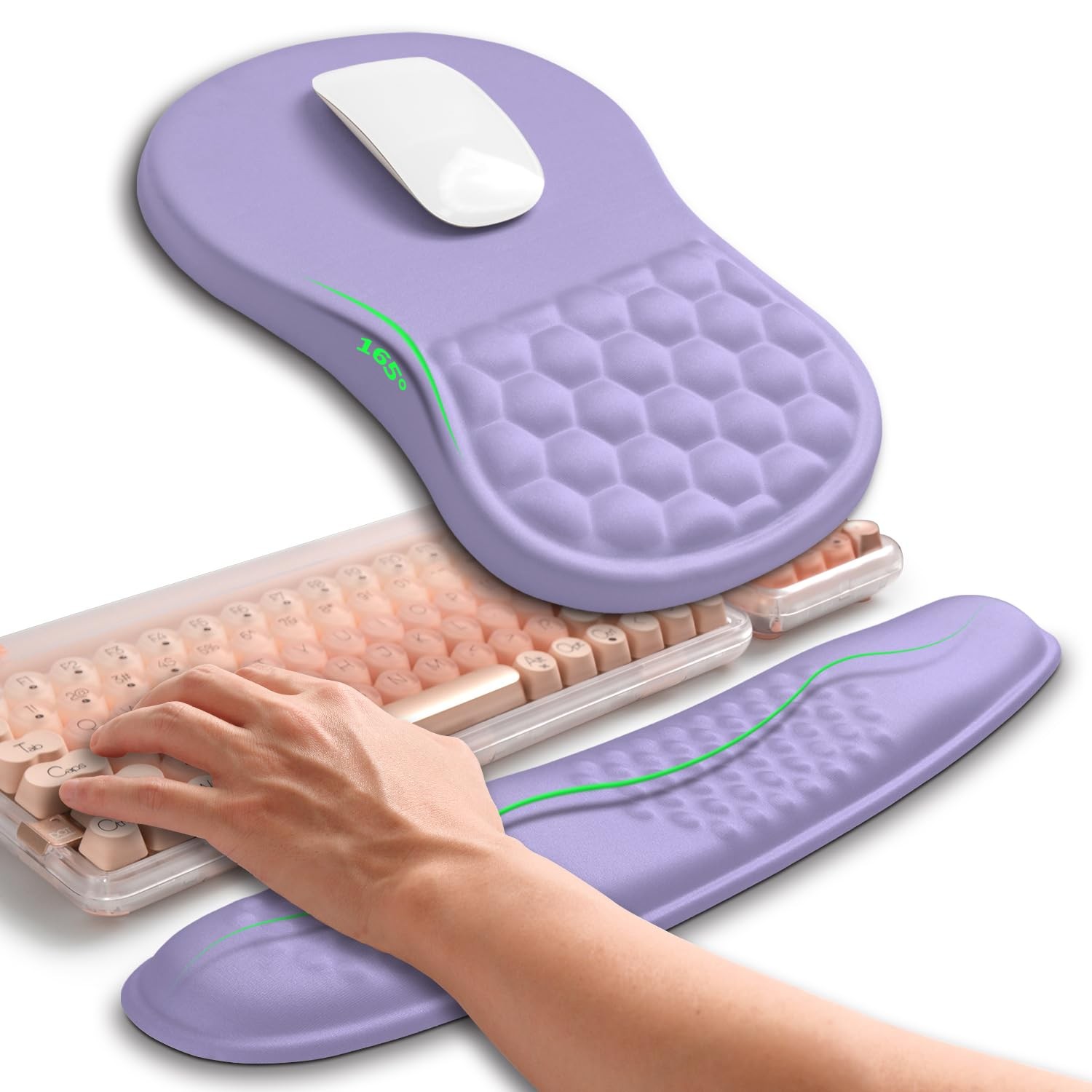 2in1 Wave Keyboard Wrist Rest Ergonomic Mouse Pad Memory Foam Cushion Blue