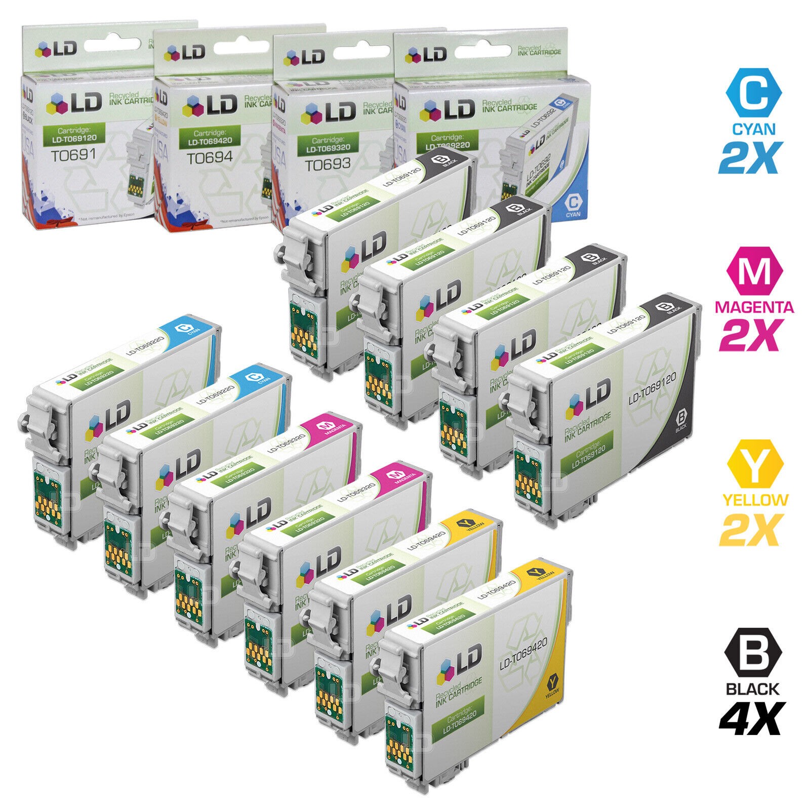 LD Replacement Ink for Epson T069 Set of 10: T069120 T069220 T069320 T069420