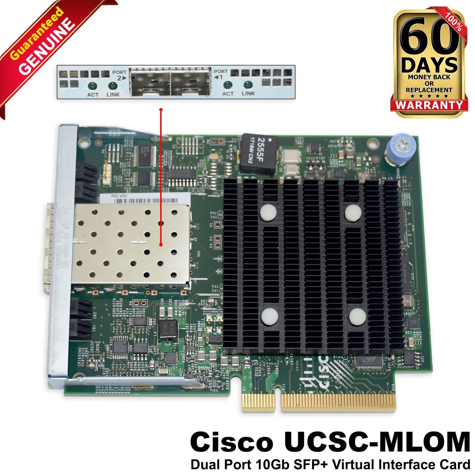 Cisco UCS VIC 1227 10Gb SFP+ 2-Ports UCSC-MLOM-CSC-02 Virtual Interface Card