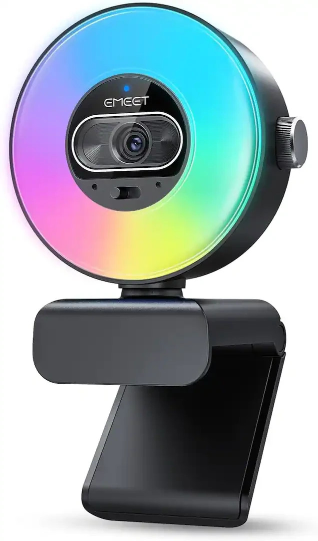 EMeet Smart Cam S600L 4K Streaming Webcam with Built-in Ring Light-NEW
