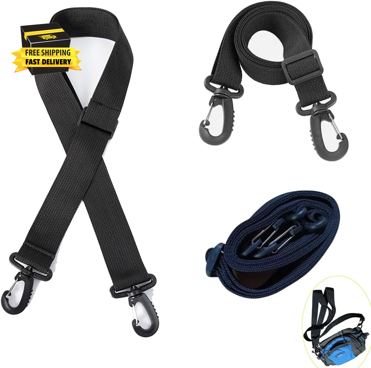 3 Pack Messenger Bag Shoulder Strap Replacement 1 Inch Width Adjustable Laptop B