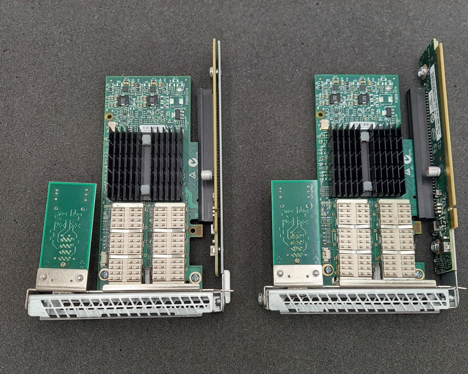 LOT OF 2 Mellanox CX354A MCX354A-QCBT VPI Card w/ G15237-250 Riser Card