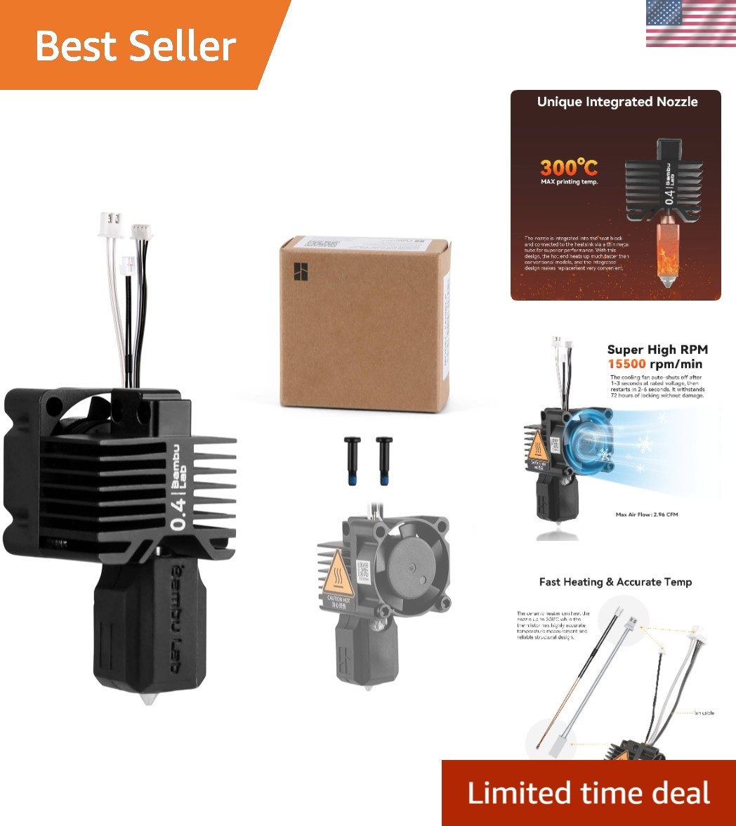 Bamboo Lab X1, X1C Hotend Complete Kit,Hardened Steel 0.4mm Nozzle