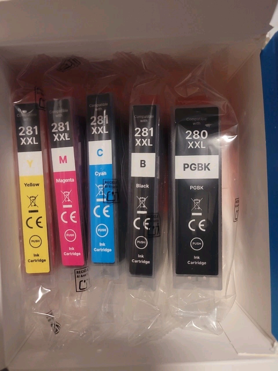 LxTek 280XXL 281XXL Ink Cartridge 5 Pack for Canon TR Series Printers W/Chip 