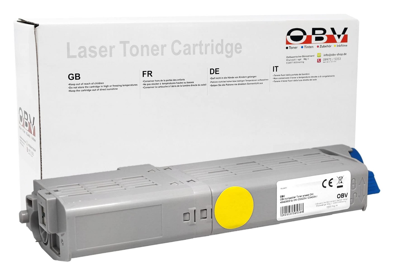 Toner Compatible for Oki C532dn C542dn MC573dn MC563dn 46490605 Yellow 6000 Pages