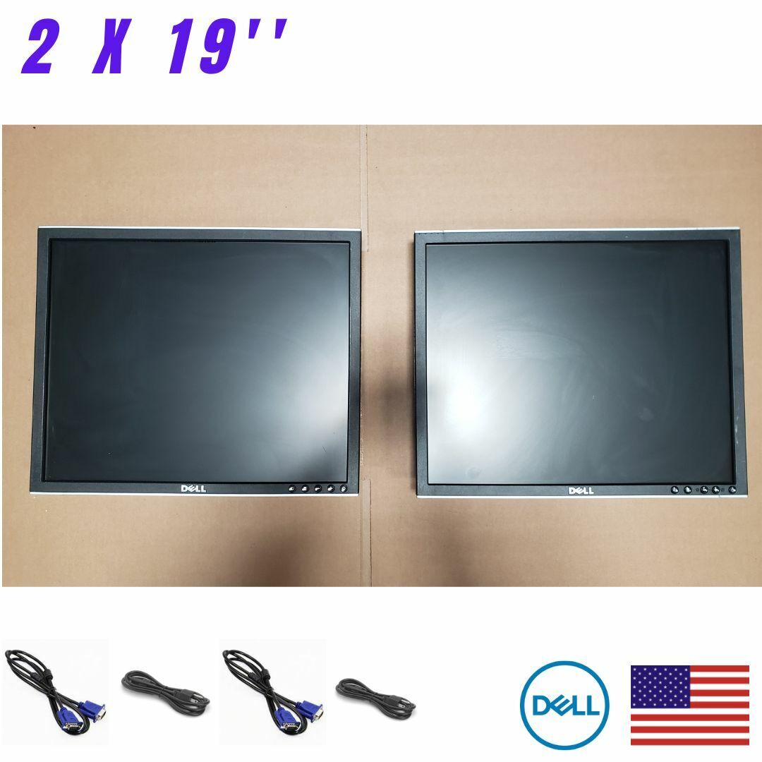 LOT 2 Dual Dell 1907FPT 19inch LCD Monitors no stand + Free Cables