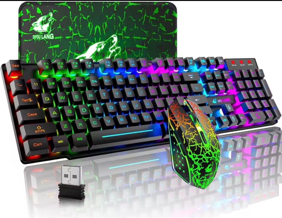 MAMBASNAKE x ZIYOU LANG T3 Wireless Gaming Keyboard and Mouse Combo Rainbow Back