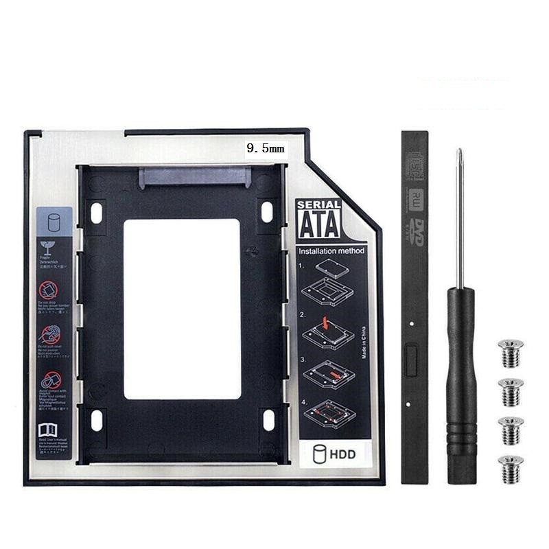 9.5mm Universal For SATA 2nd HDD SSD Hard Drive Caddy CD/DVD-ROM Optical Bay