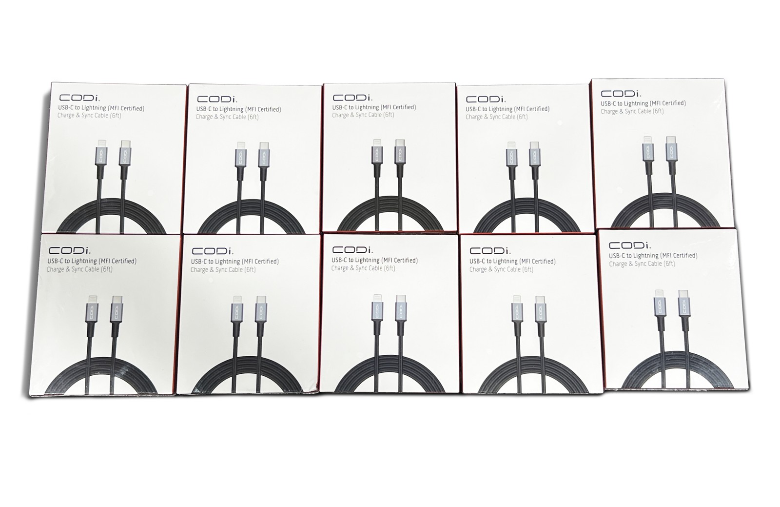 Lot of 10 New CODi 6ft USB-C to Lightning MFI Charging Cable for iPhone iPad