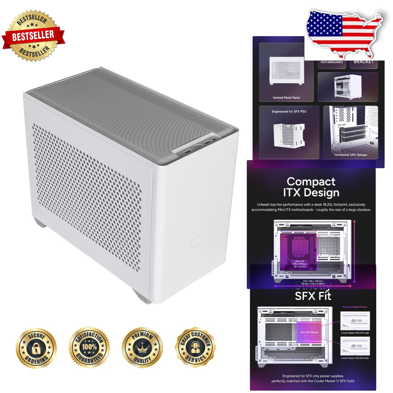 Sleek NR200P White Mini-ITX | 330mm Triple-Slot GPU | Top Mount PSU | Gaming PC