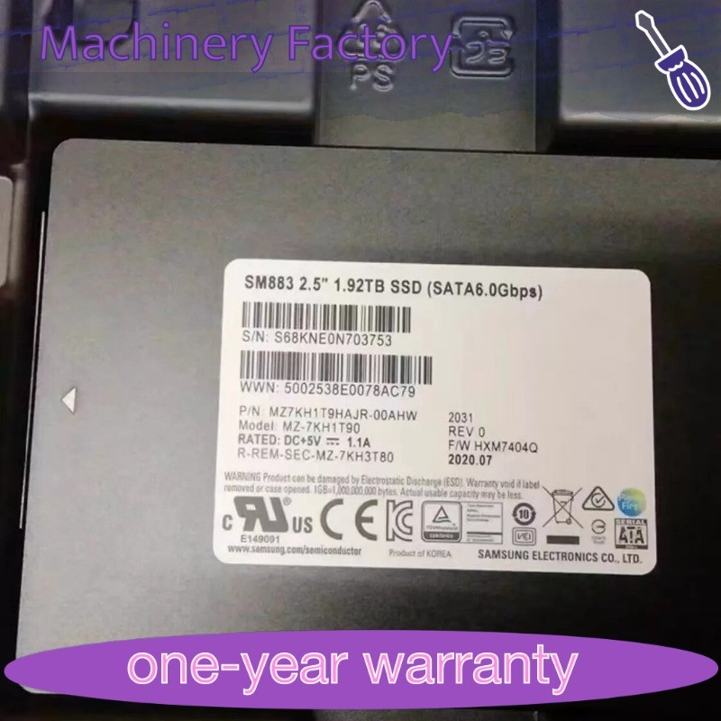Samsung SM883 1.92TB SSD 2.5 SATA 6.0G MZ-7KH1T90 MZ7KH1T9HAJR -00005 Hxm7404Q