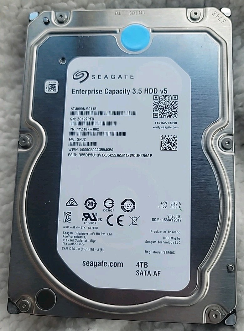 Seagate ST4000NM0115 1YZ107-002 SN02 TK Thailand (ZC1) 4.0TB 3.5" Sata MAY-2017