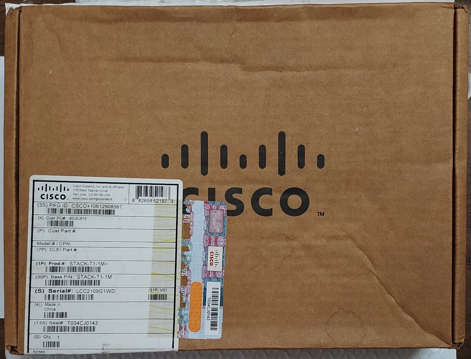 Cisco STACK-T1-1M Stacking Cable New Opened Box 3850 Stackwise *1-YEAR WARRANTY*