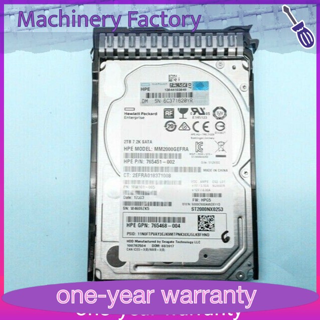 NEW 765455-B21 765869-001 HP 2TB SATA 6G MIDLINE 7.2K SFF (2.5IN) SC 512E DS HDD