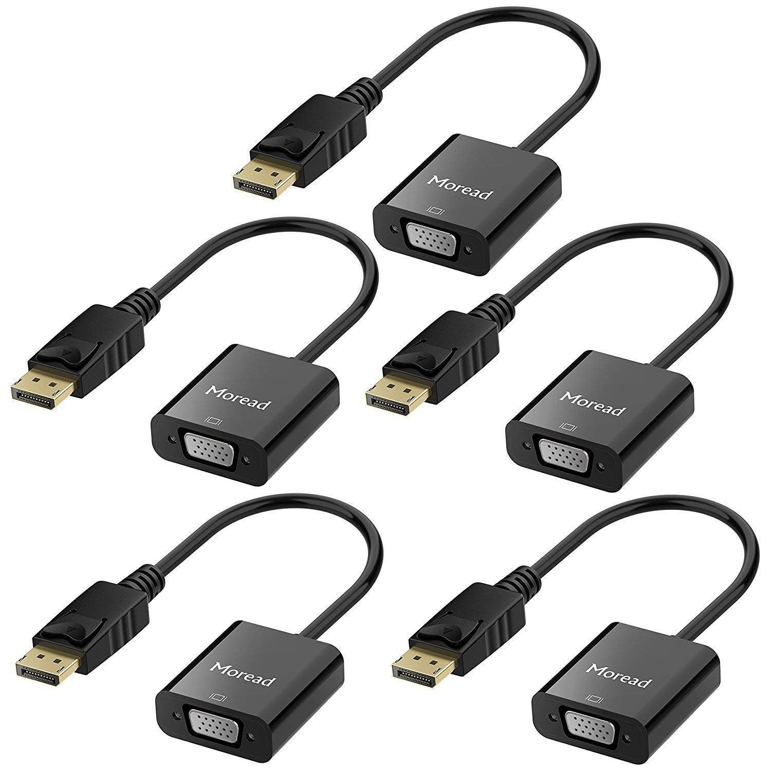 5 PCS Black GoldPlated DisplayPort DP to VGA Adapter Male to Female Monitor